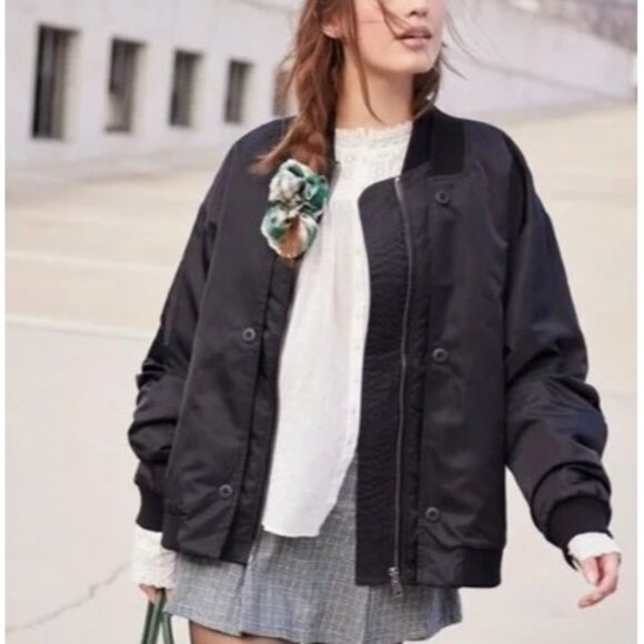 Free People Keep Sake Bomber Jacket Womens S Retro Boho Indie Grunge Y2K 90s